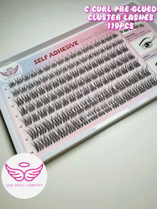 Natural pre-glued individual cluster lashes